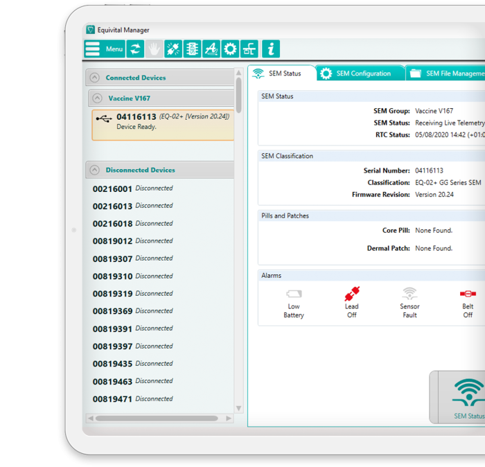 Equivital eqManager screen